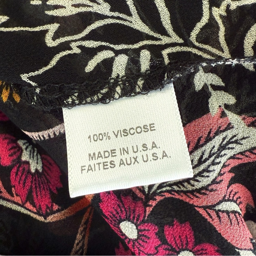 MISA MAYLI BLACK PINK WHITE FLORAL PRINT LONG SLEEVE COLLARED BUTTON UP DRESS - Picture 15 of 17